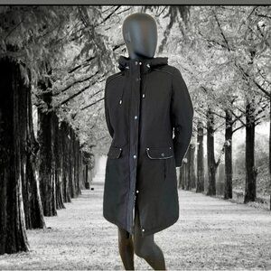 Black Long Water-resistant Fall Jacket